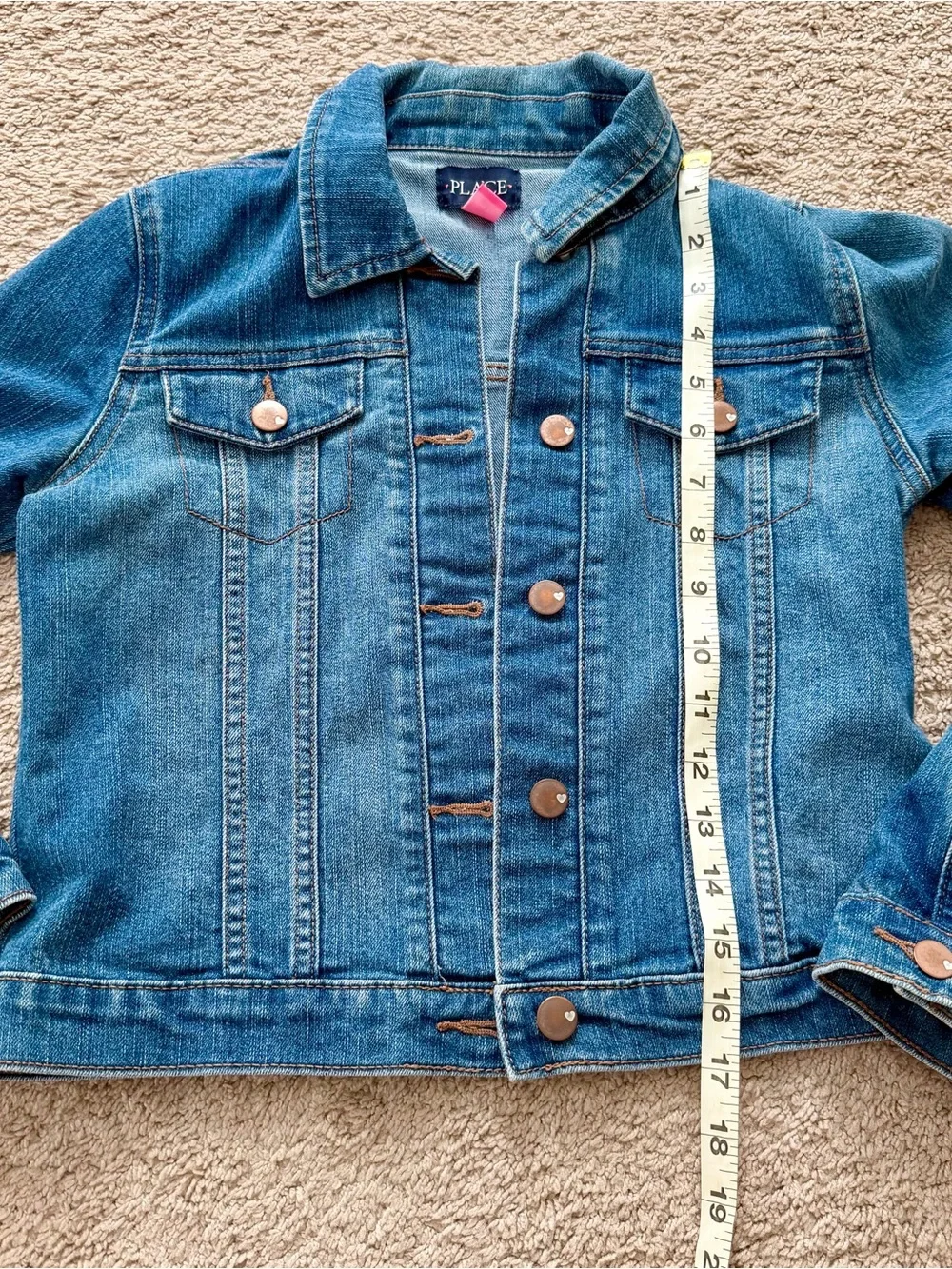 Childrens Place Girls Jacket Size L 10/12 Long Sleeve Button Front Denim Coat